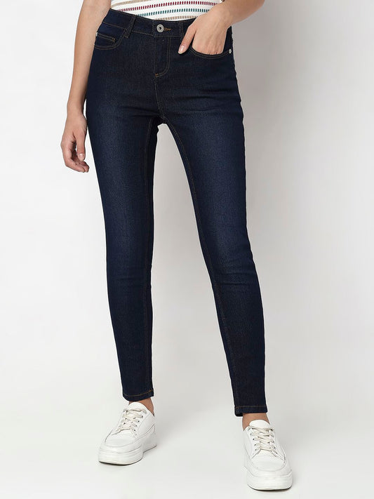 Dark Blue Mid Rise Wendy Skinny Fit Jeans