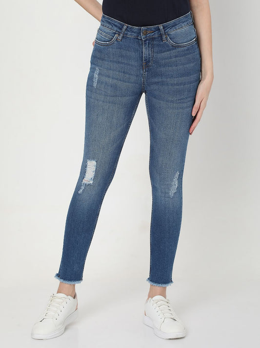 Blue Mid Rise Wendy Skinny Jeans