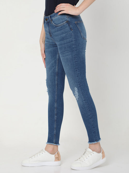 Blue Mid Rise Wendy Skinny Jeans