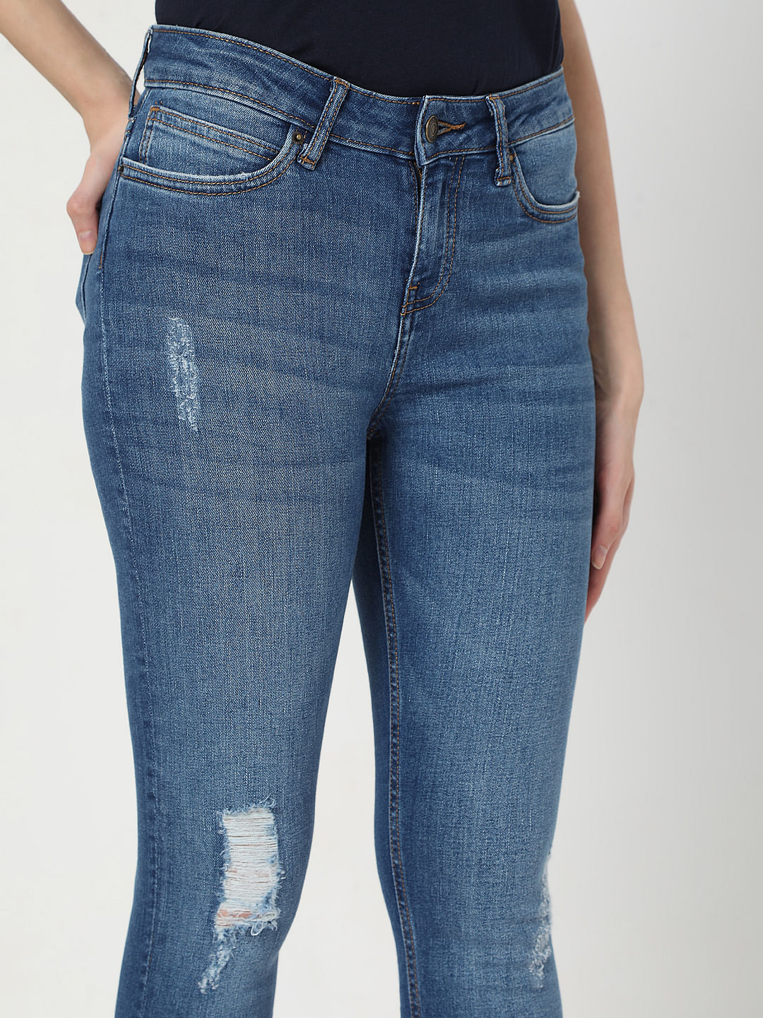 Blue Mid Rise Wendy Skinny Jeans
