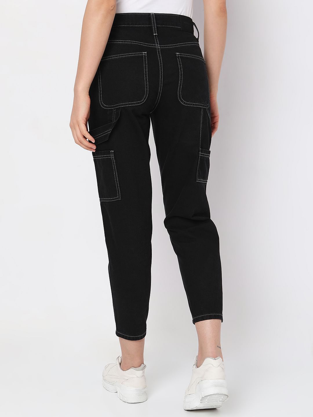 Black Mid Rise Jade Straight Fit Jeans