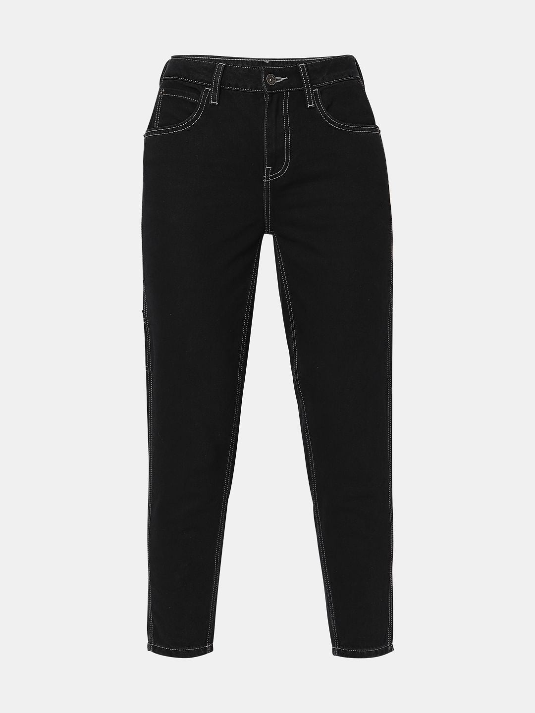 Black Mid Rise Jade Straight Fit Jeans