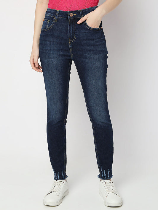 Blue High Rise Distressed Wendy Skinny Jeans