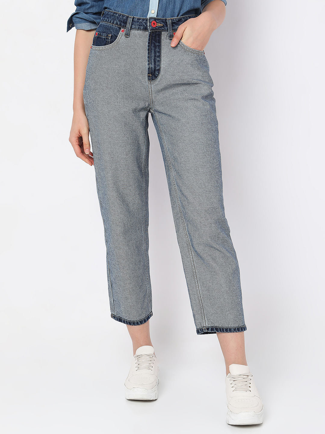 Blue High Rise Jade Straight Fit Jeans