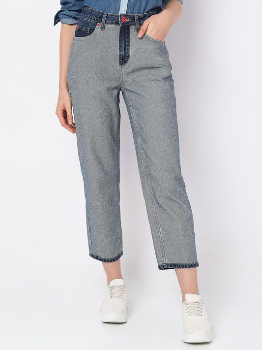 Blue High Rise Jade Straight Fit Jeans