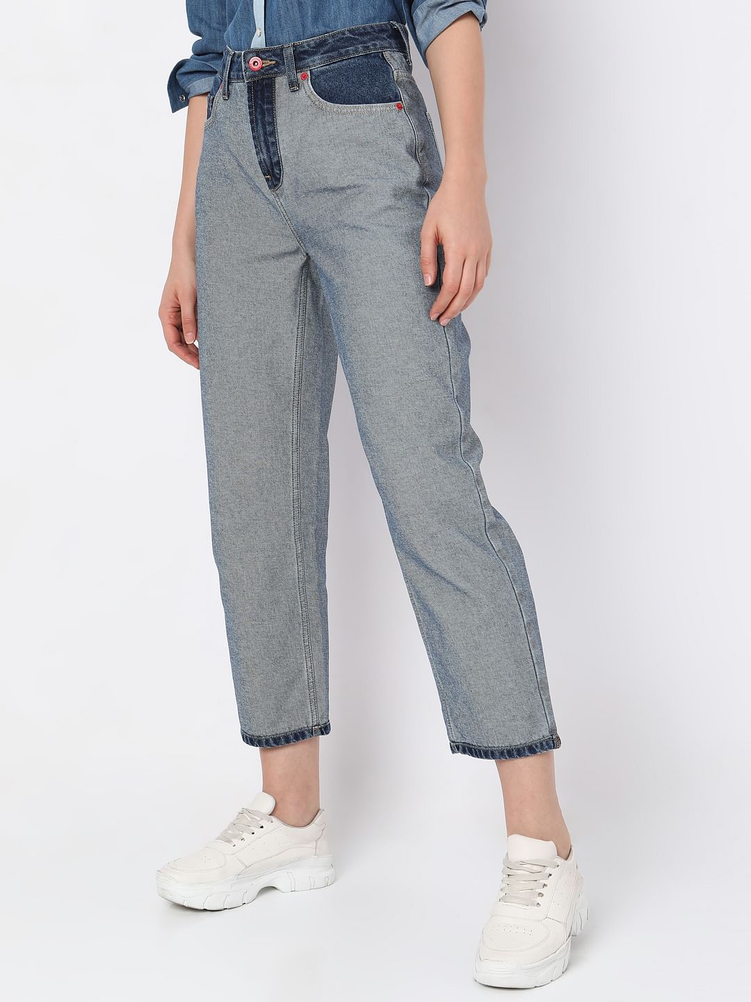 Blue High Rise Jade Straight Fit Jeans