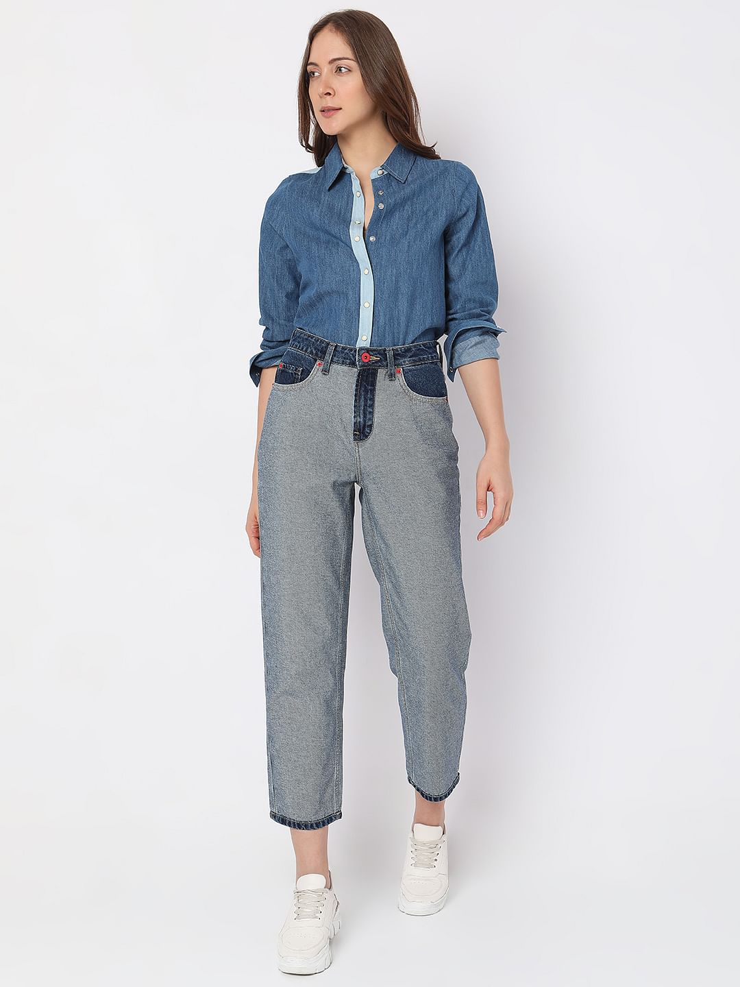Blue High Rise Jade Straight Fit Jeans