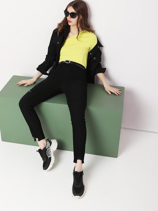 Black High Rise Distressed Wendy Skinny Jeans