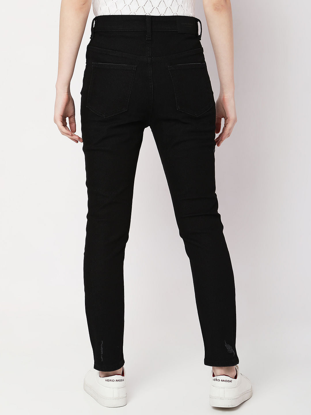 Black High Rise Distressed Wendy Skinny Jeans