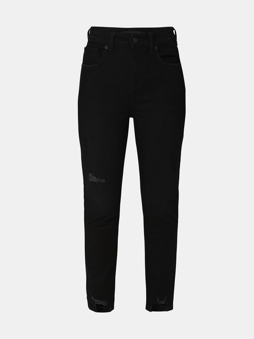 Black High Rise Distressed Wendy Skinny Jeans