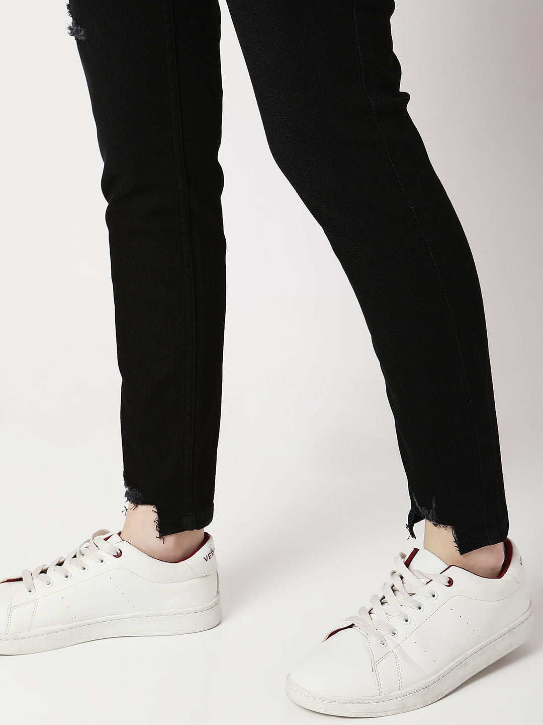 Black High Rise Distressed Wendy Skinny Jeans