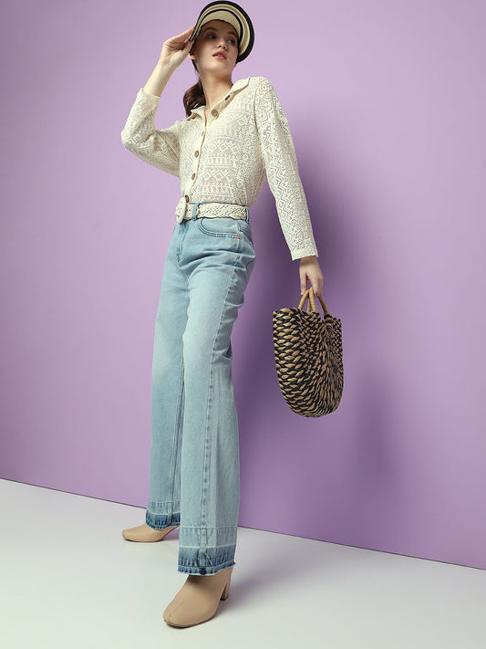 Blue High Rise Jade Straight Fit Jeans