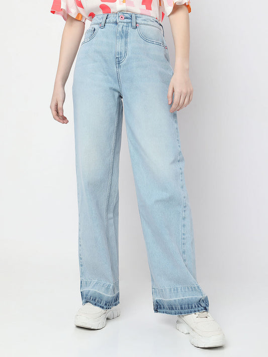 Blue High Rise Jade Straight Fit Jeans