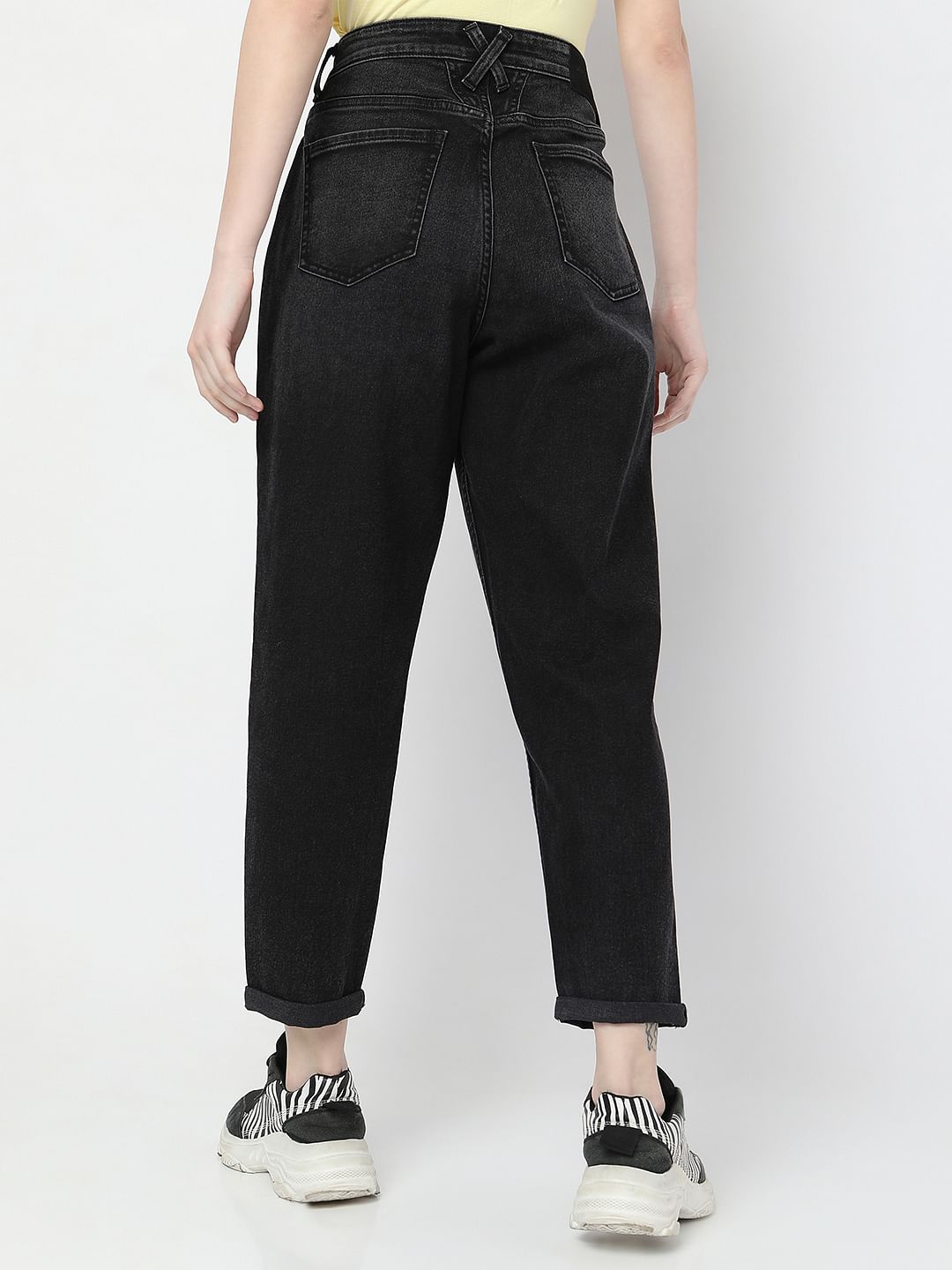 Black High Rise Girlfriend Fit Jeans