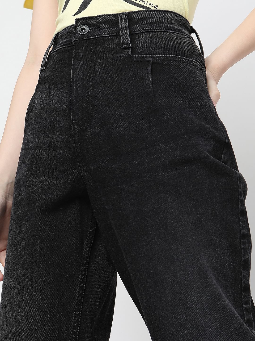 Black High Rise Girlfriend Fit Jeans