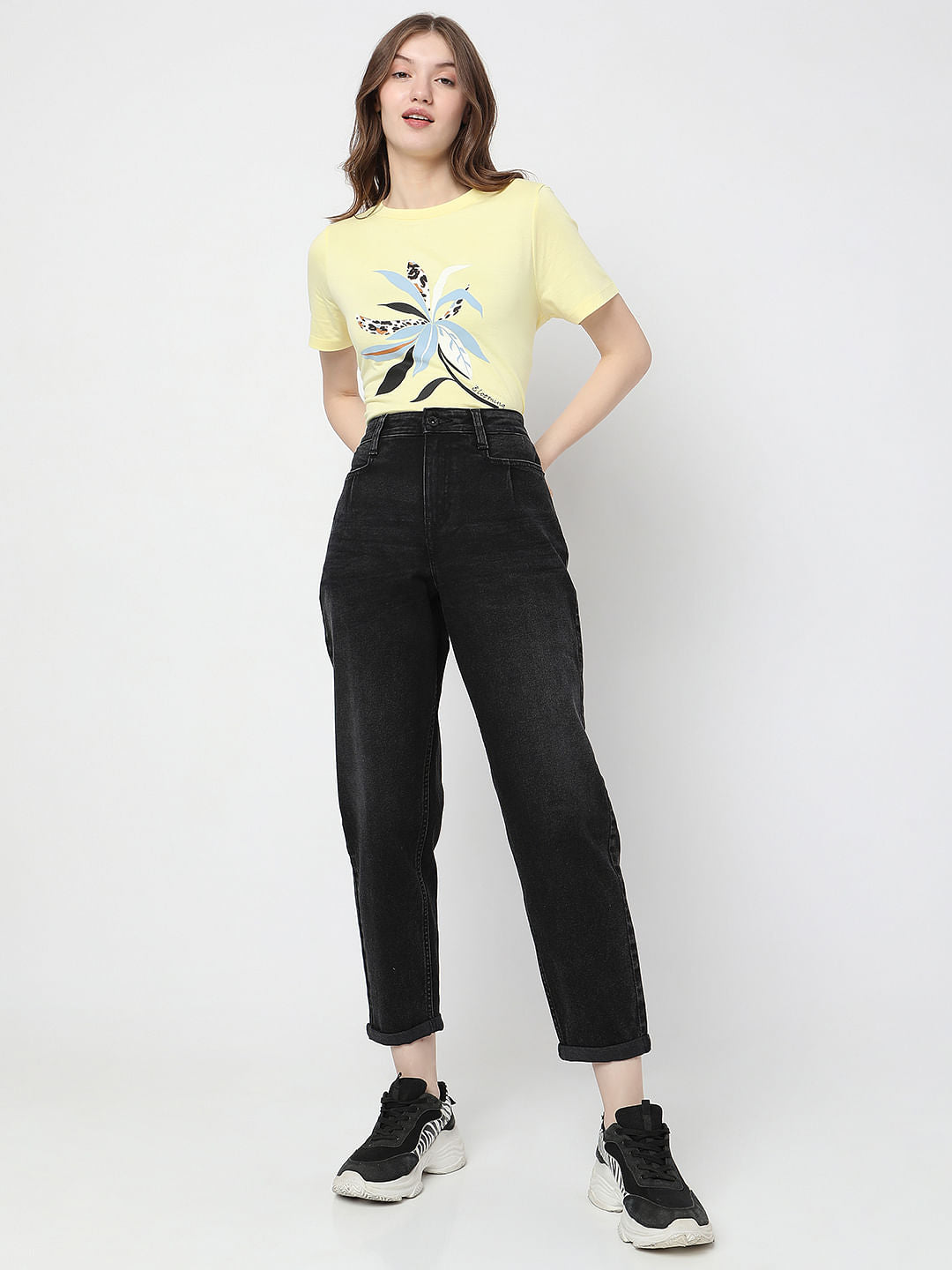 Black High Rise Girlfriend Fit Jeans
