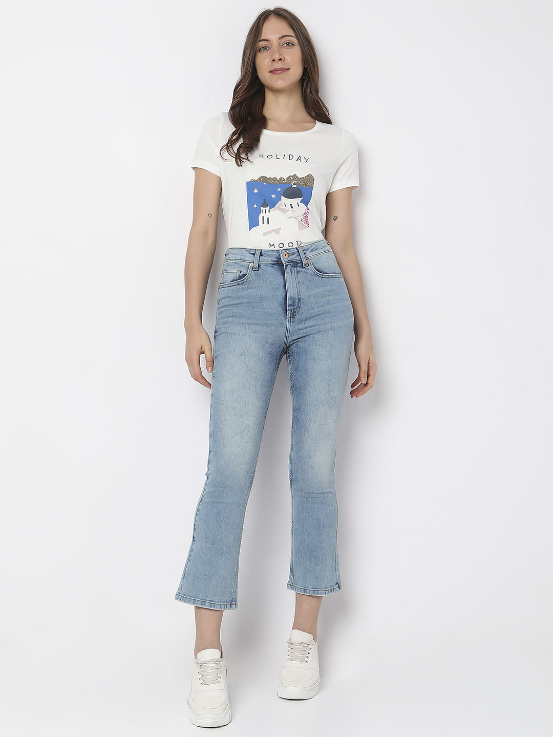 Blue High Rise Push Up Petra Bootcut Jeans