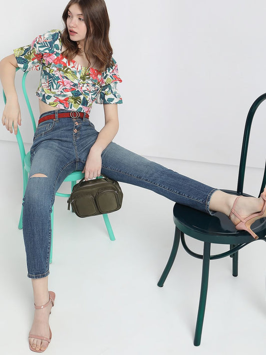 Blue High Rise Distressed Wendy Skinny Jeans