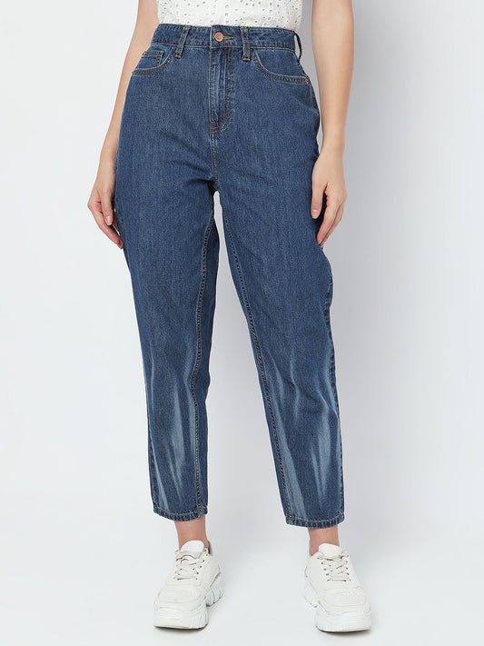Blue High Rise Jade Straight Fit Jeans