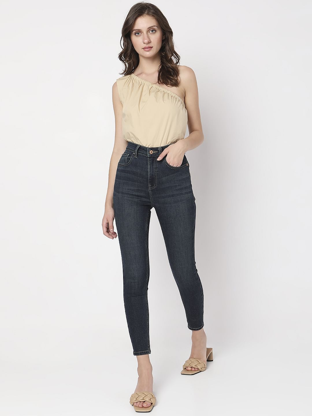 Dark Blue High Rise Wendy Skinny Fit Jeans