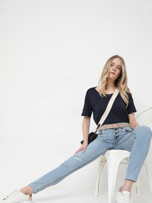 Blue High Rise Ripped Wendy Skinny Jeans