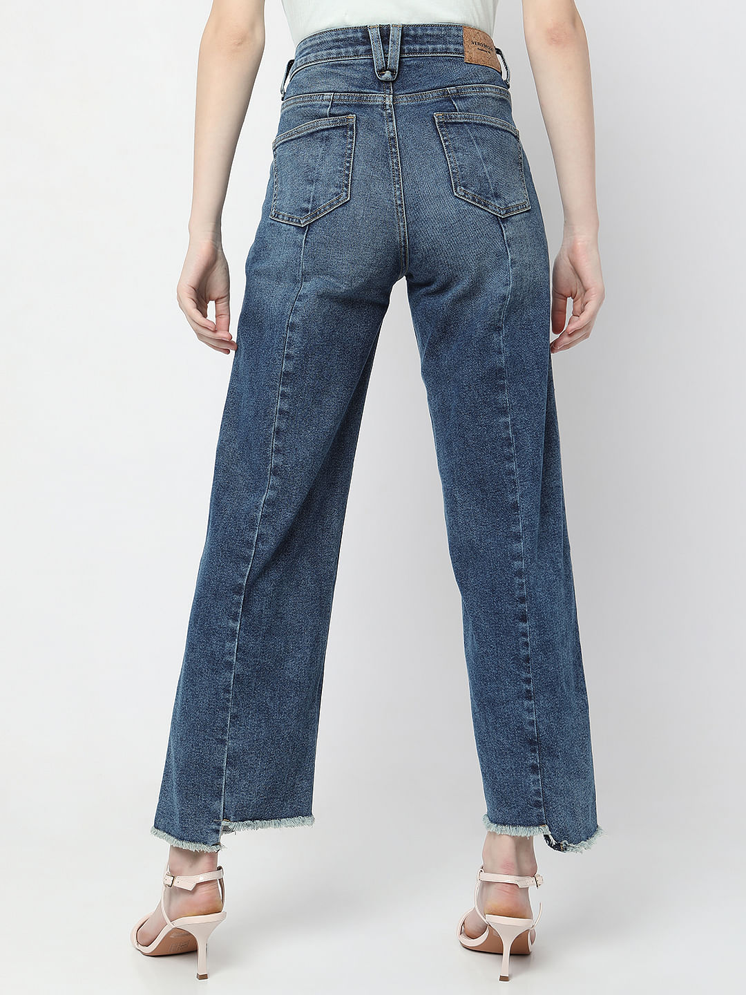 Blue Cut & Sew Jade Straight Fit Jeans