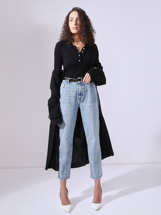 Light Blue High Rise Mom Jeans