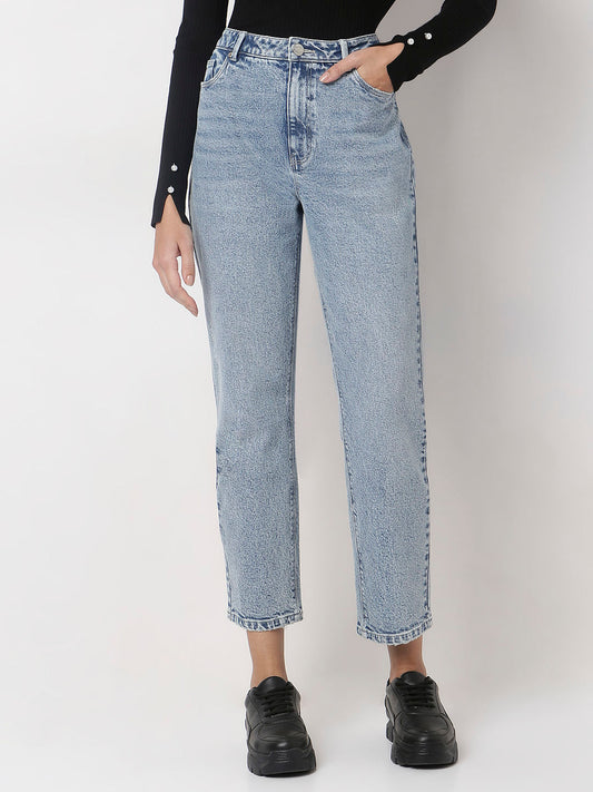 Light Blue High Rise Mom Jeans