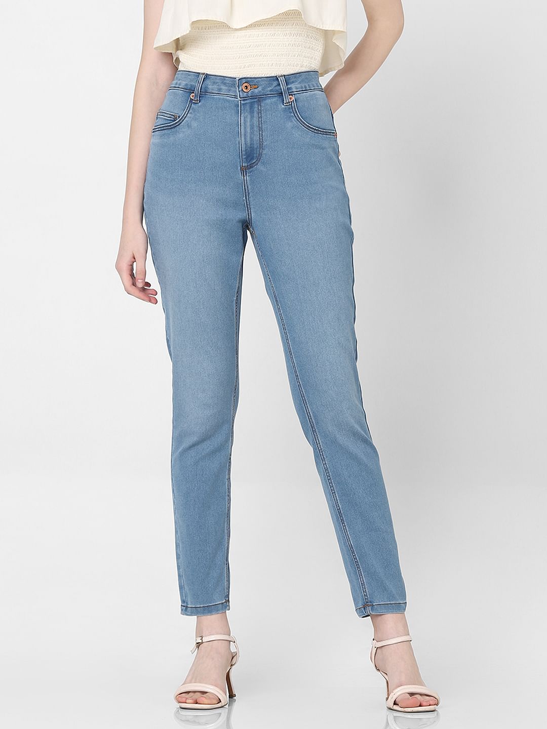 Light Blue High Rise Skinny Fit Jeans