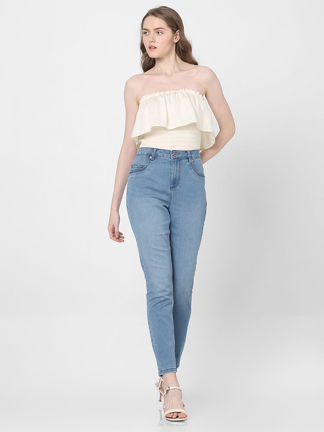 Light Blue High Rise Skinny Fit Jeans