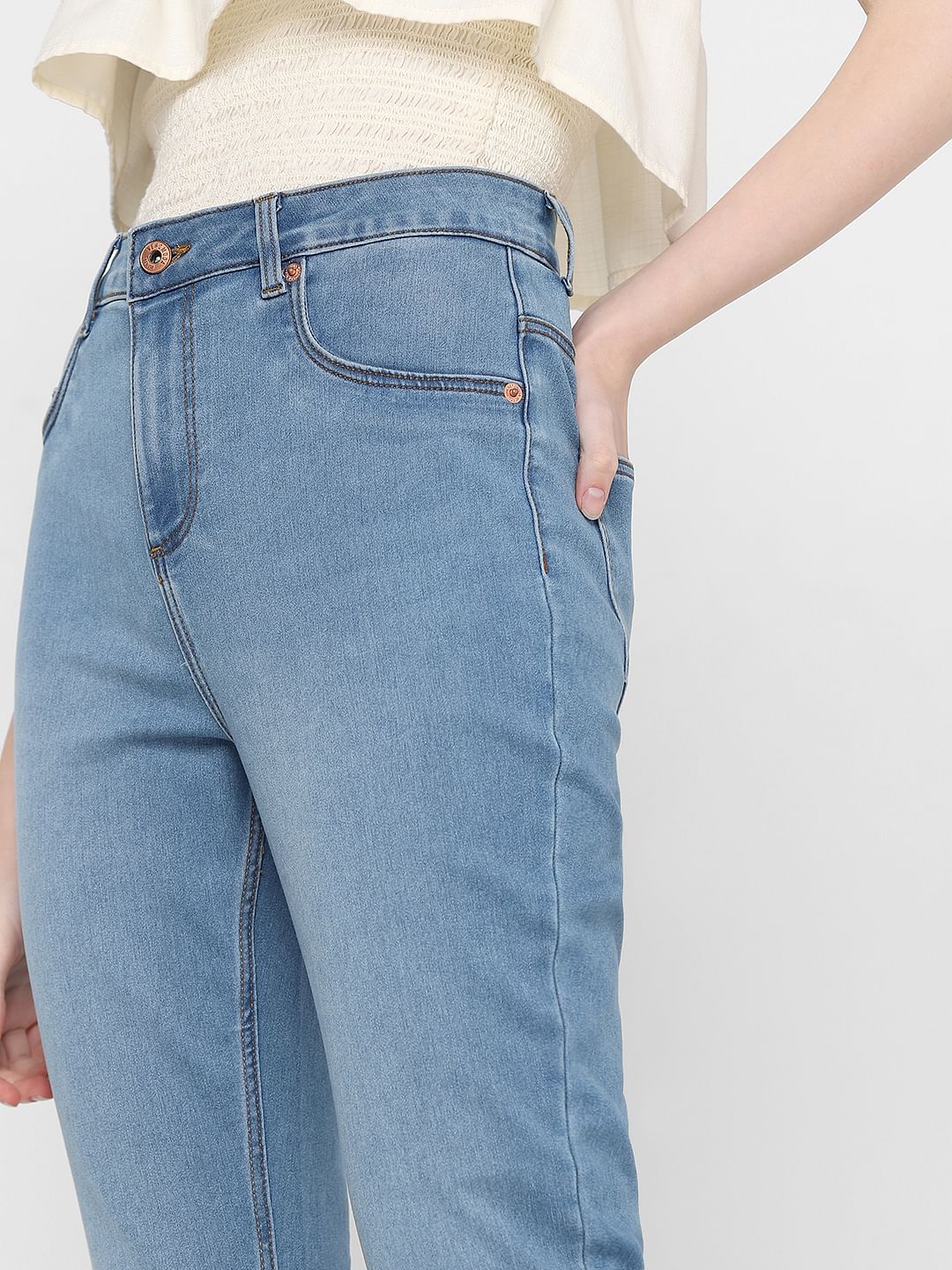 Light Blue High Rise Skinny Fit Jeans