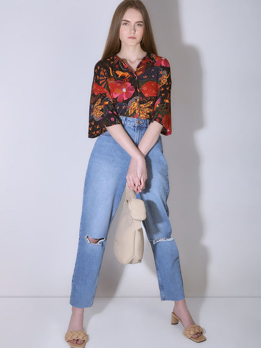 Light Blue High Rise Ripped Jeans