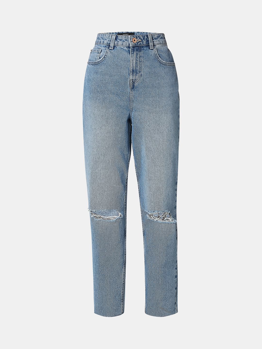 Light Blue High Rise Ripped Jeans