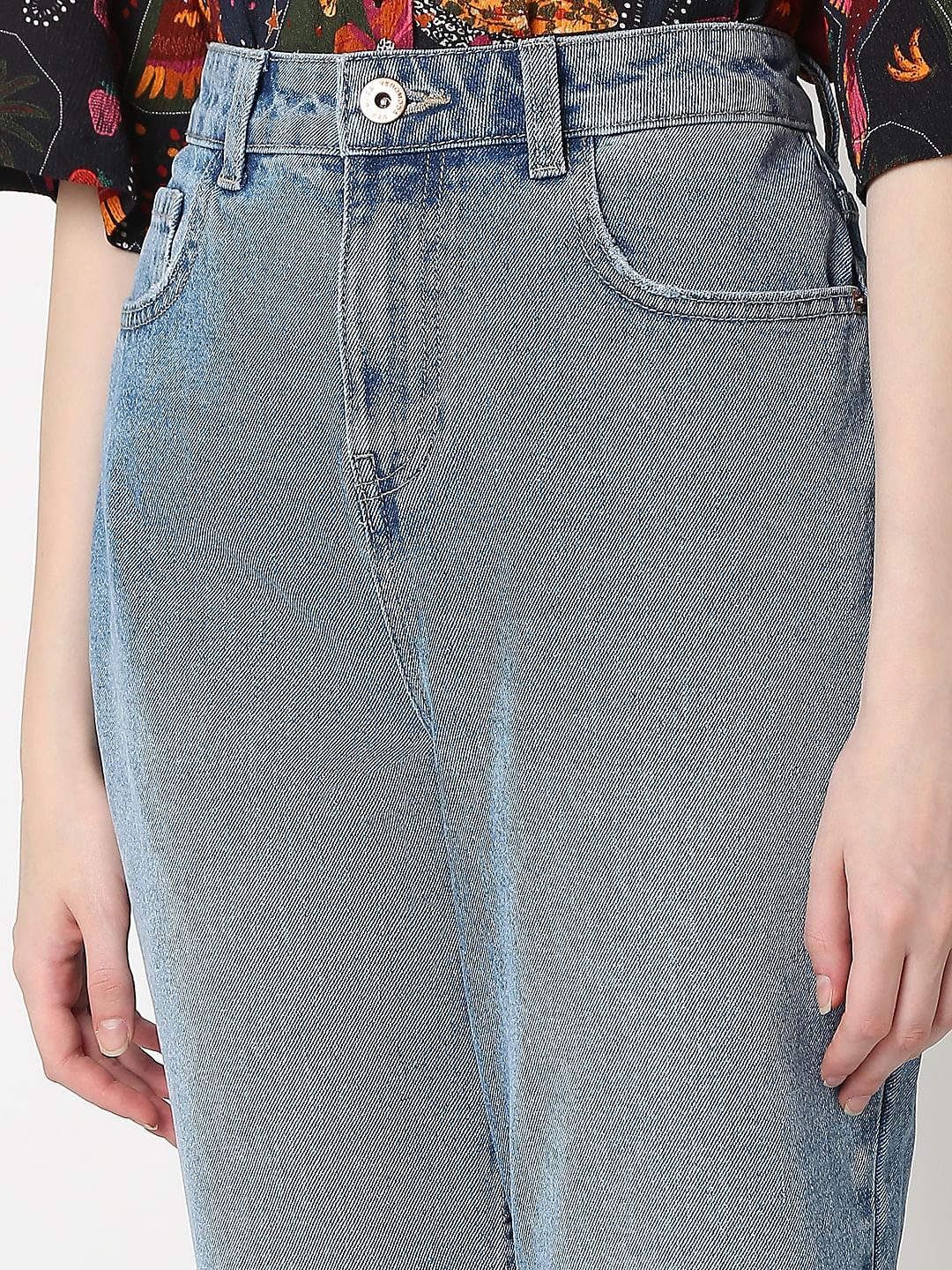 Light Blue High Rise Ripped Jeans