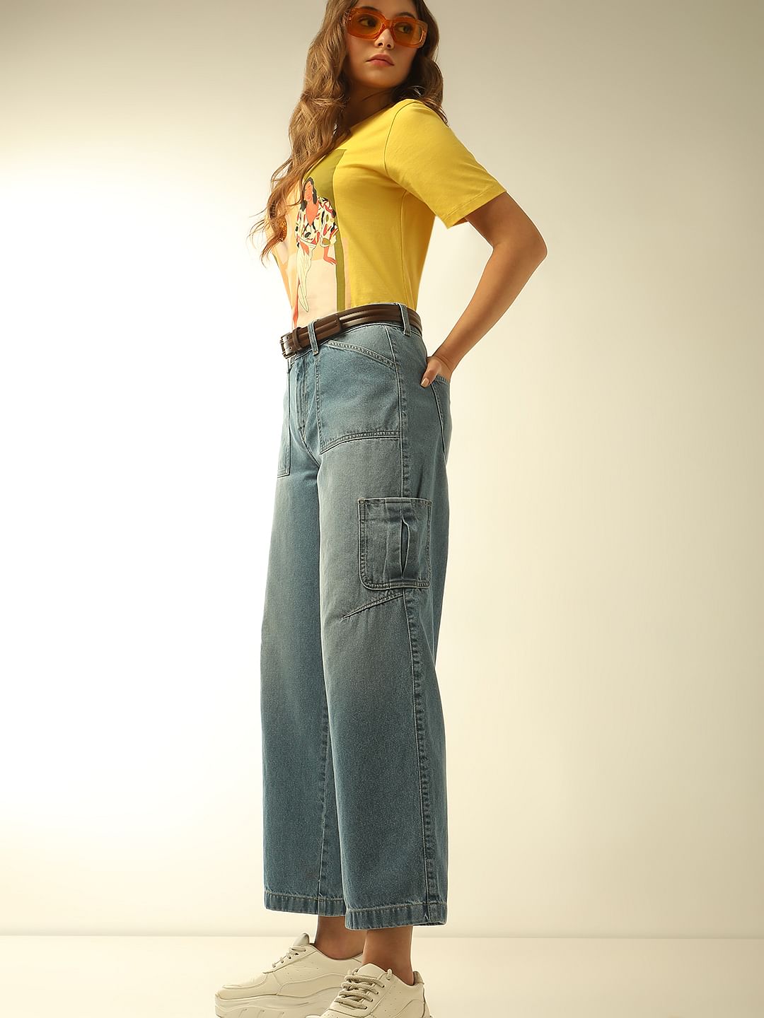 Blue Jade Straight Fit Cargo Jeans