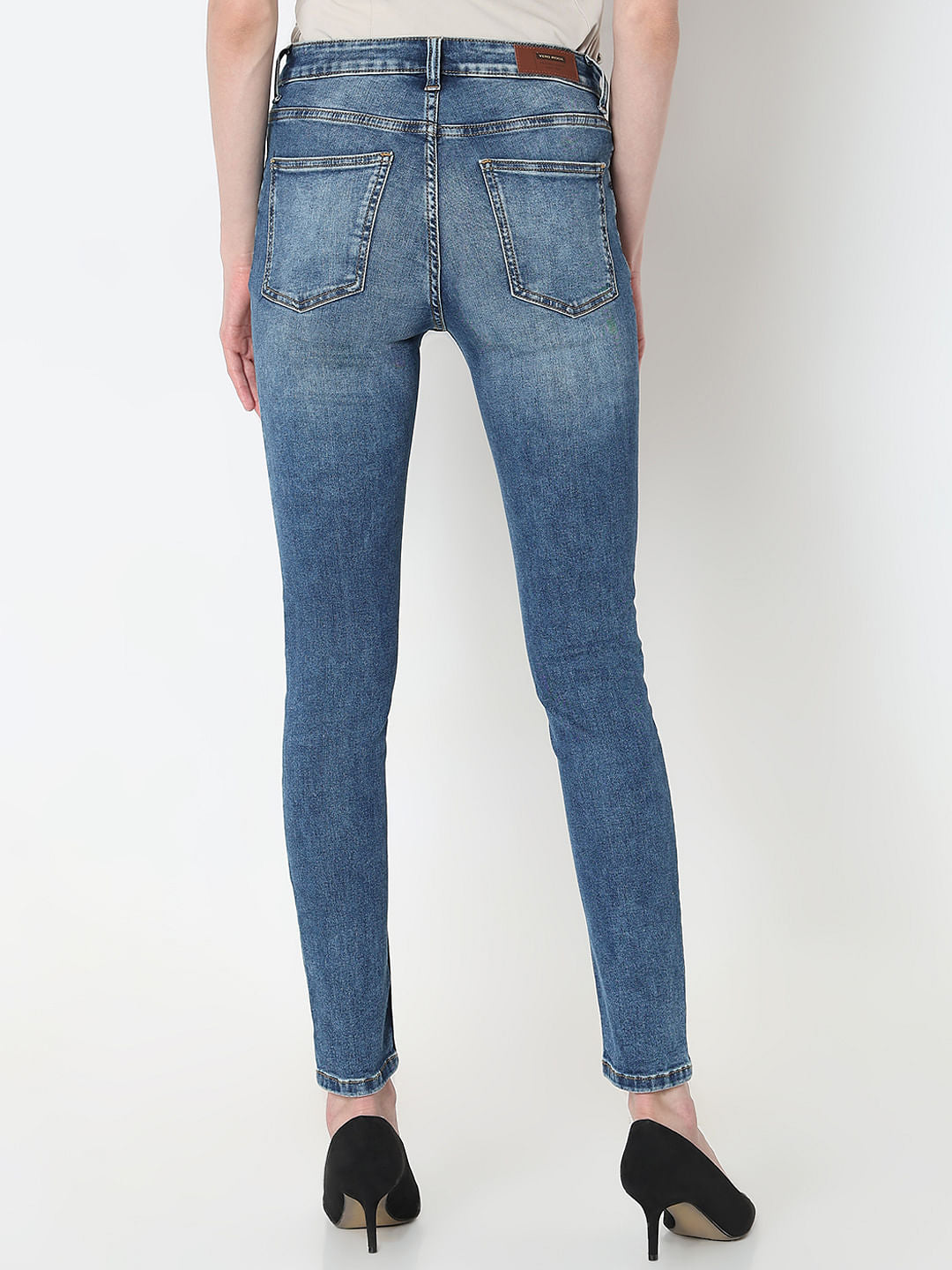 Blue Mid Rise Skinny Jeans
