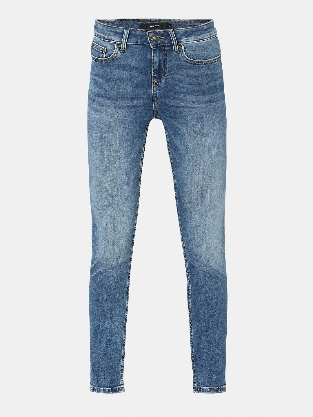 Blue Mid Rise Skinny Jeans