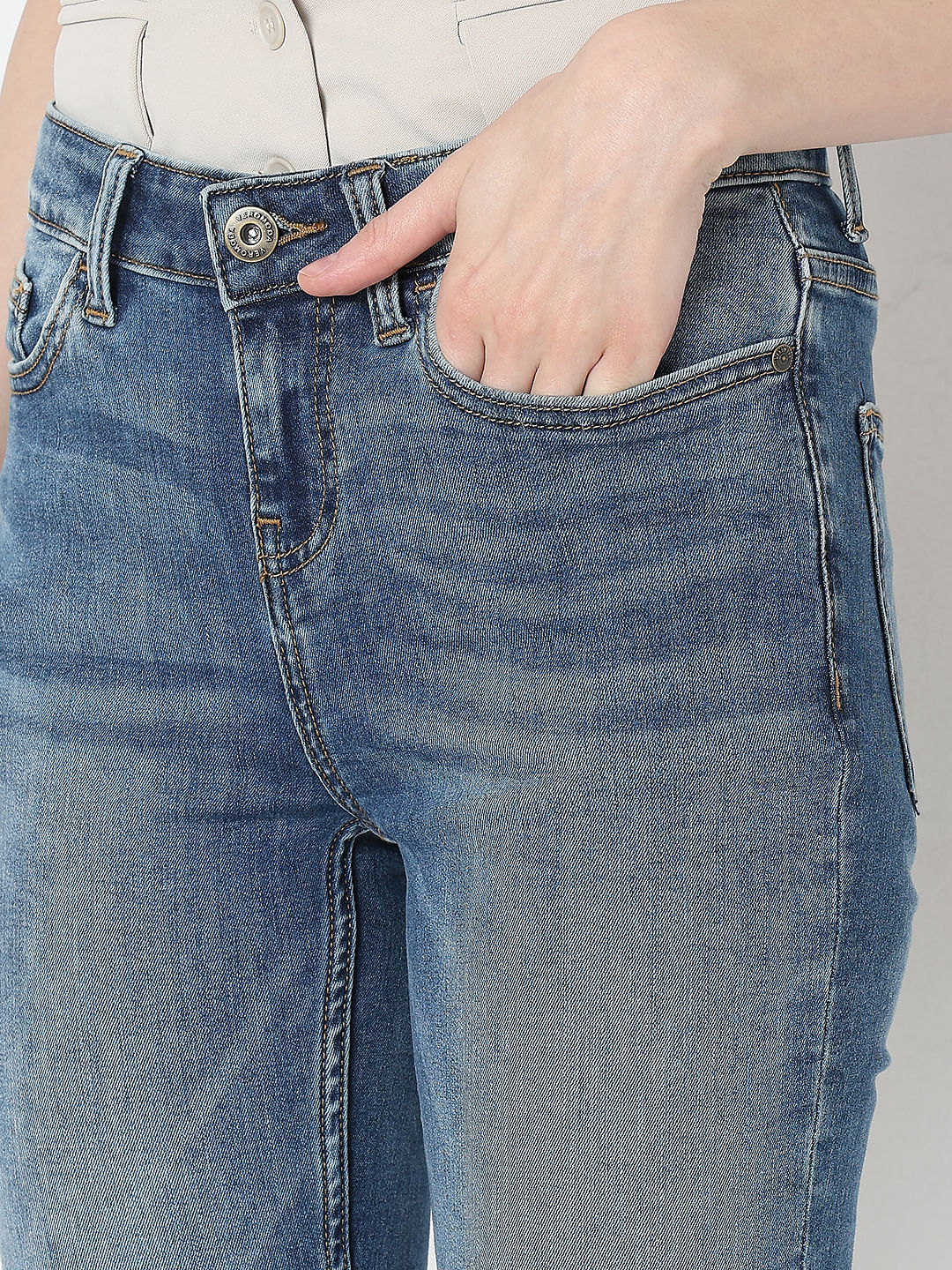 Blue Mid Rise Skinny Jeans
