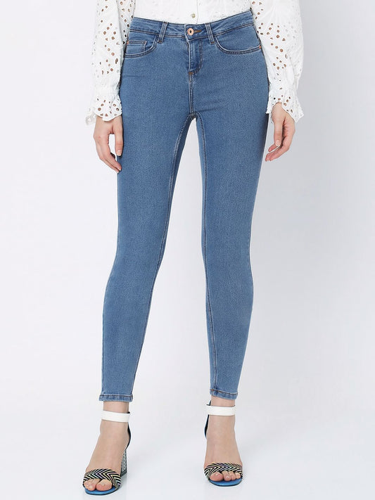 Blue Mid Rise Wendy Skinny Jeans