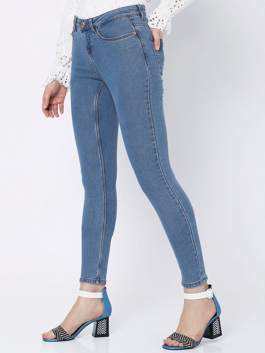 Blue Mid Rise Wendy Skinny Jeans