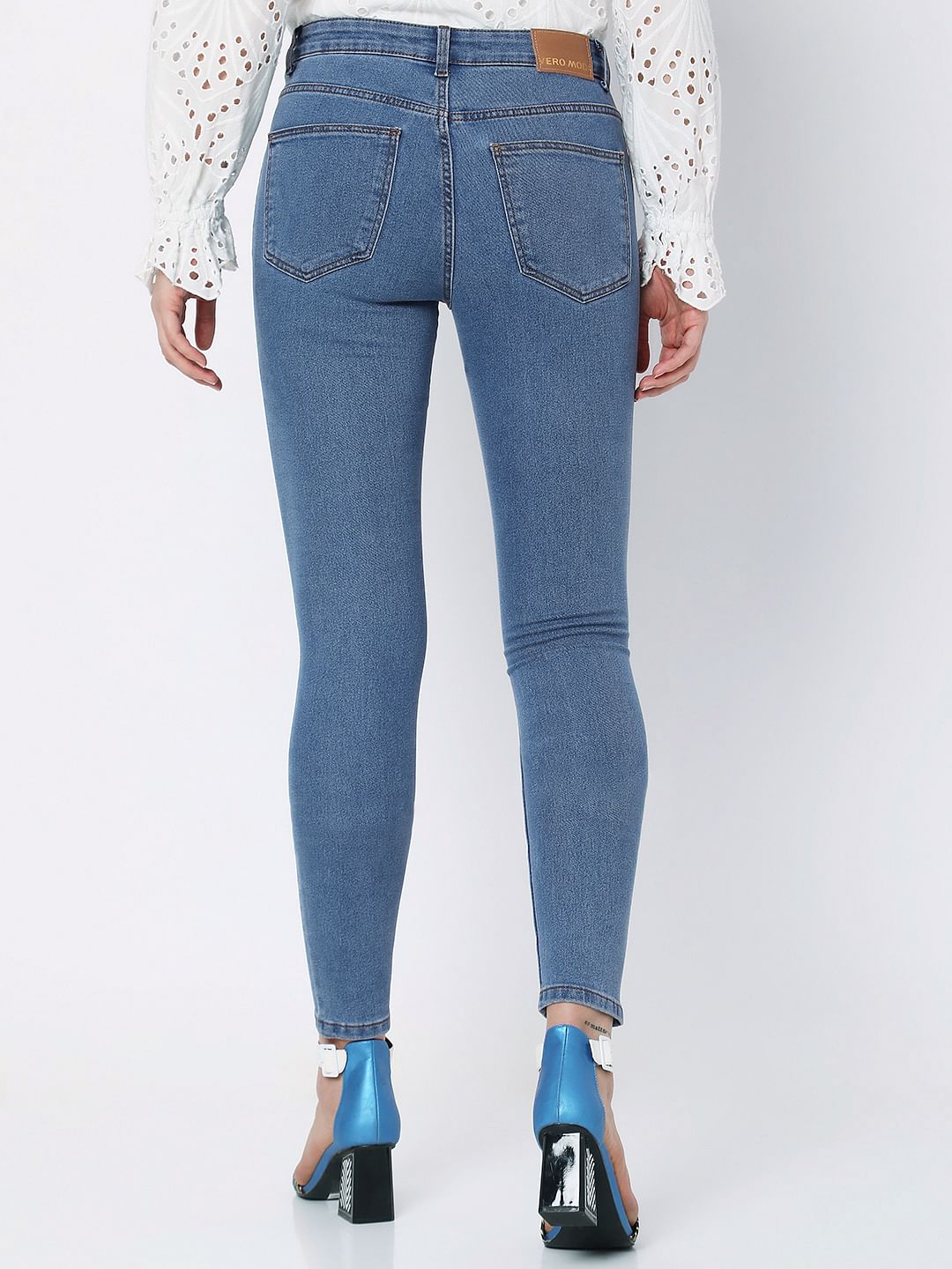 Blue Mid Rise Wendy Skinny Jeans