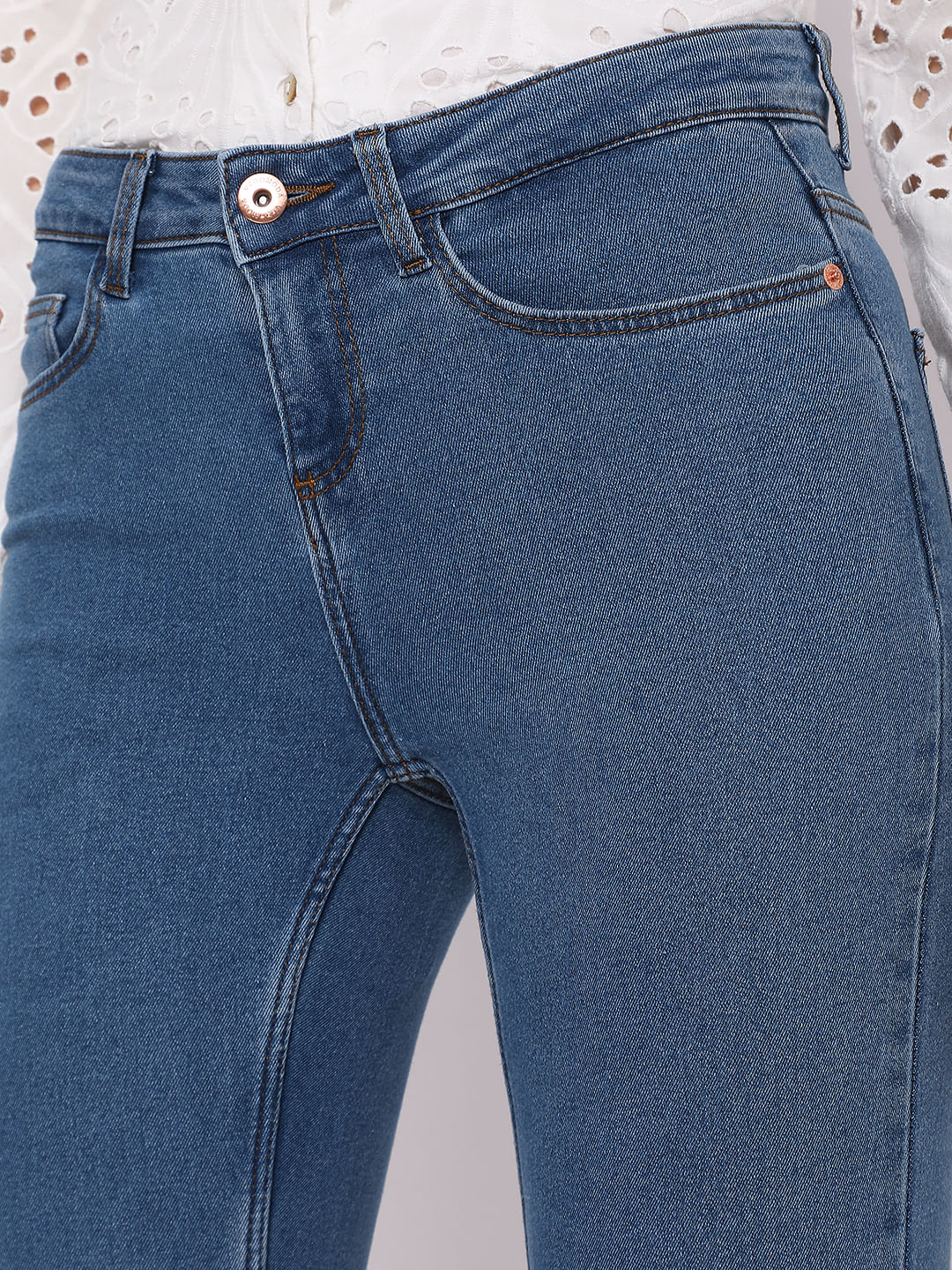 Blue Mid Rise Wendy Skinny Jeans