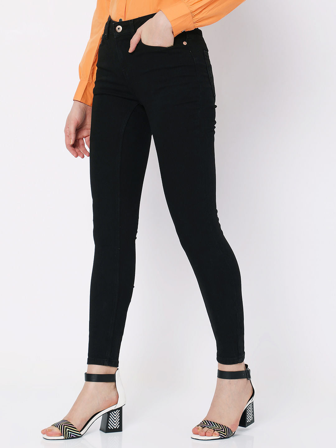 Black Mid Rise Wendy Skinny Jeans