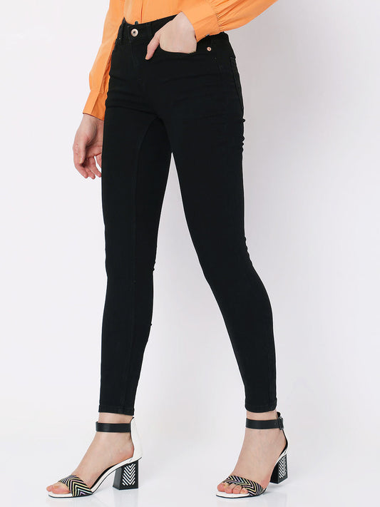 Black Mid Rise Wendy Skinny Jeans