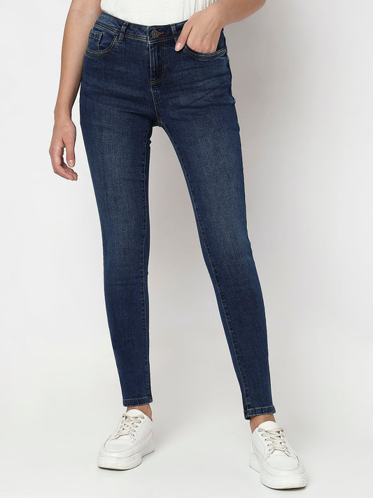 Dark Blue Mid Rise Wendy Skinny Fit Jeans