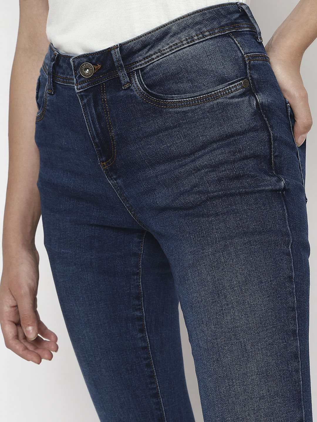 Dark Blue Mid Rise Wendy Skinny Fit Jeans