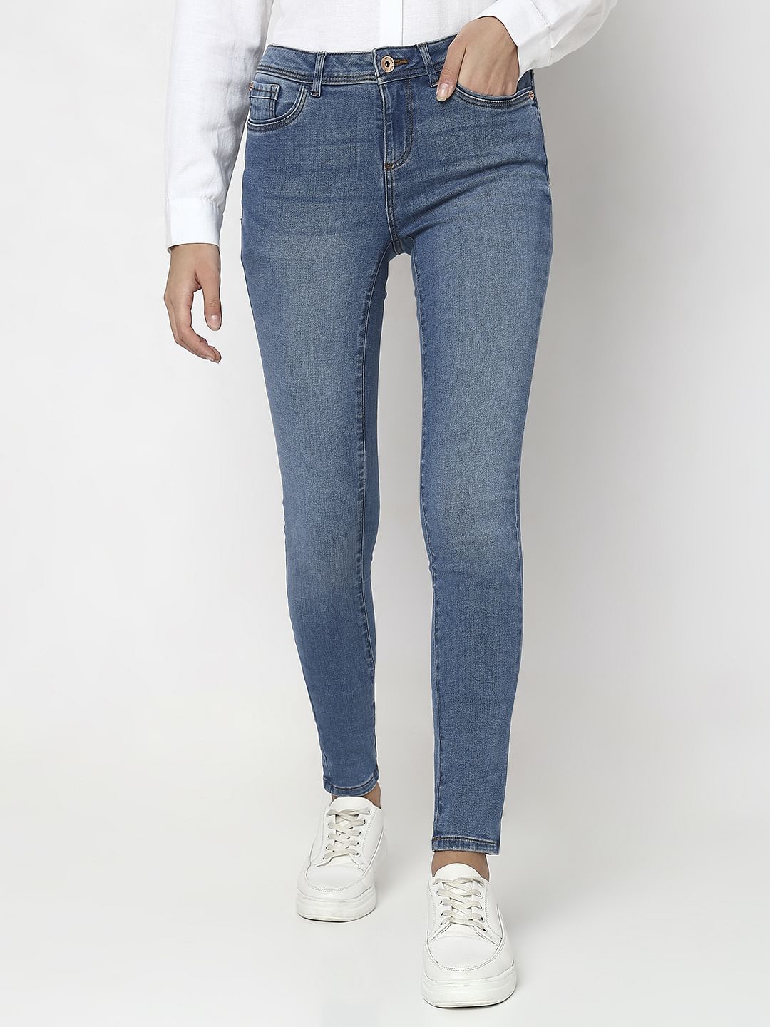 Blue Mid Rise Wendy Skinny Fit Jeans