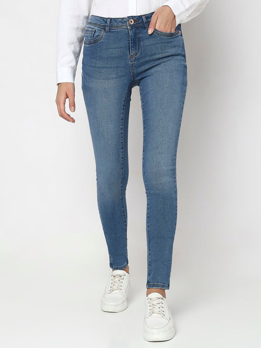 Blue Mid Rise Wendy Skinny Fit Jeans