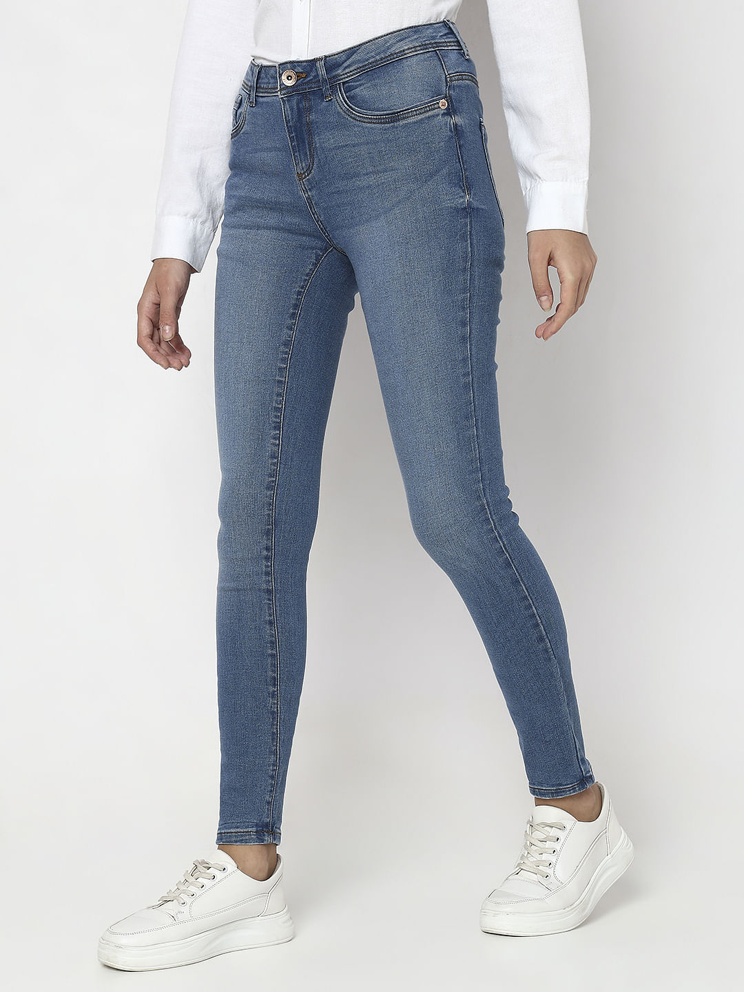Blue Mid Rise Wendy Skinny Fit Jeans