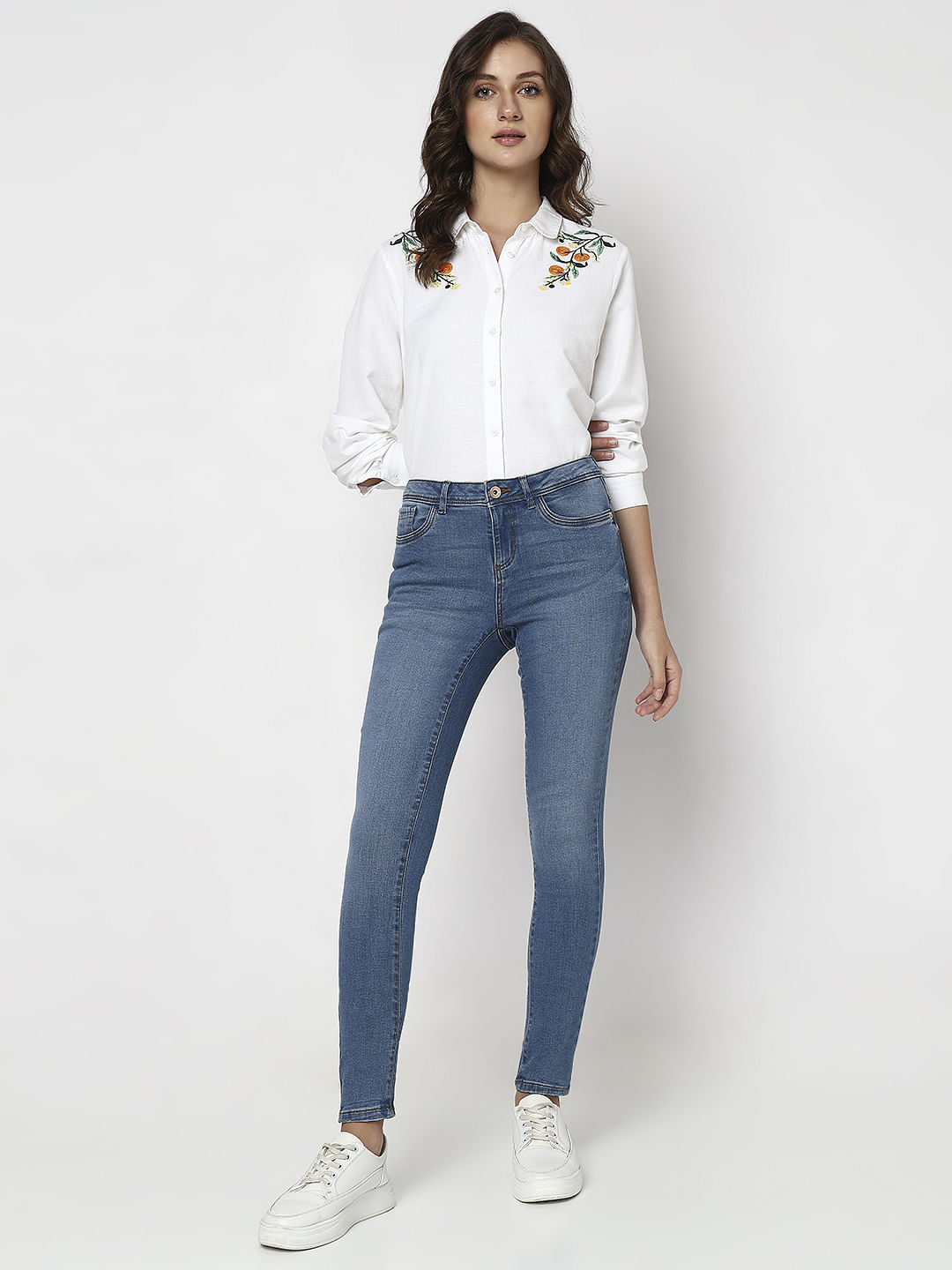Blue Mid Rise Wendy Skinny Fit Jeans